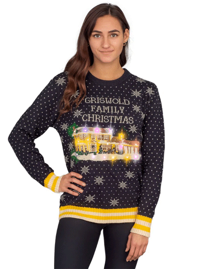Women's Griswold Family Christmas Sweater with LED Lights