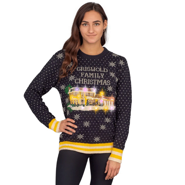 Women's Griswold Family Christmas Sweater with LED Lights