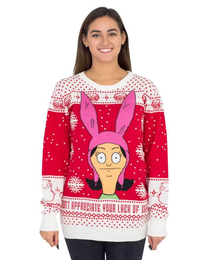 Women's Bob's Burgers Louise Sarcasm Ugly Christmas Sweater