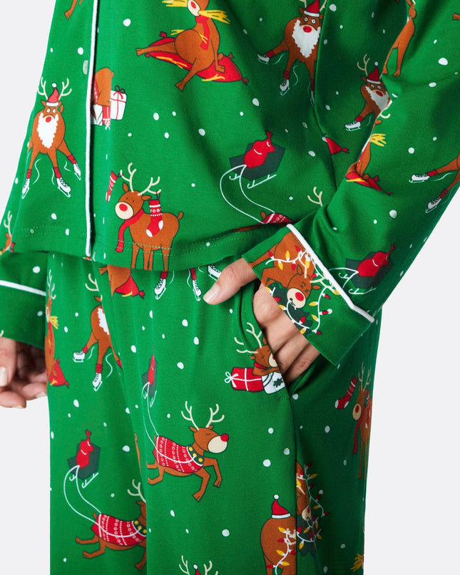Women's Reindeer Collared Christmas Pyjamas