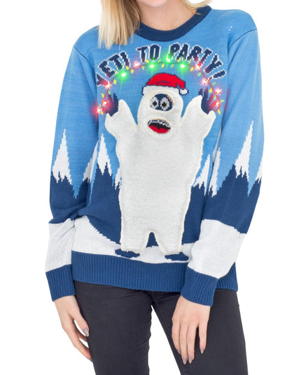 Women's Yeti to Party Light-Up Christmas Sweater