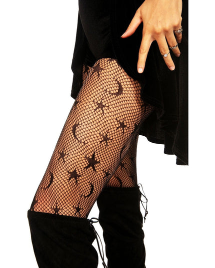 Women's Moon And Star Fishnet Tights