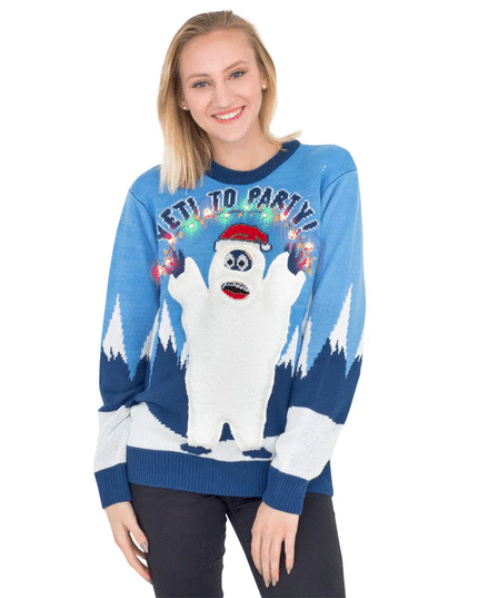 Women's Yeti to Party Light-Up Christmas Sweater