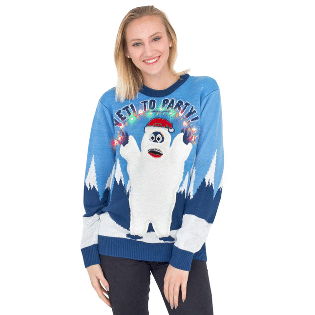 Women's Yeti to Party Light-Up Christmas Sweater