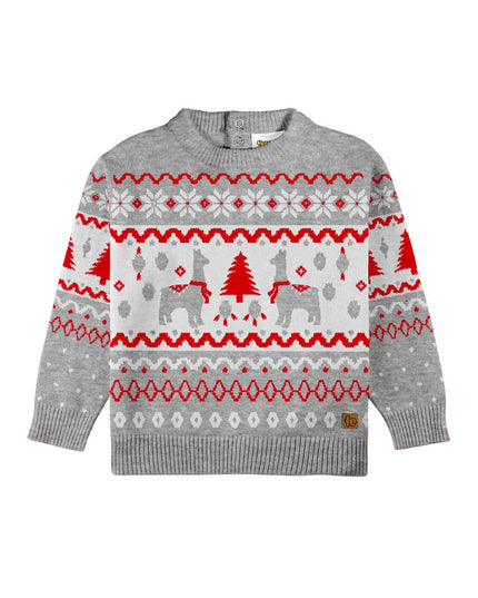 Toddler Boy's Grey Llama Sweater