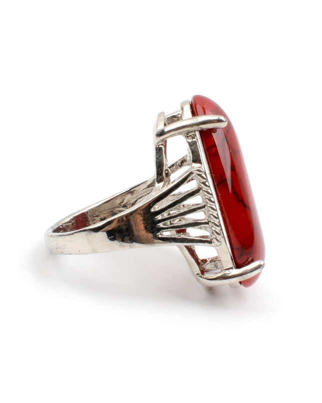 Red Boho Ring - Festive Holiday Accessory