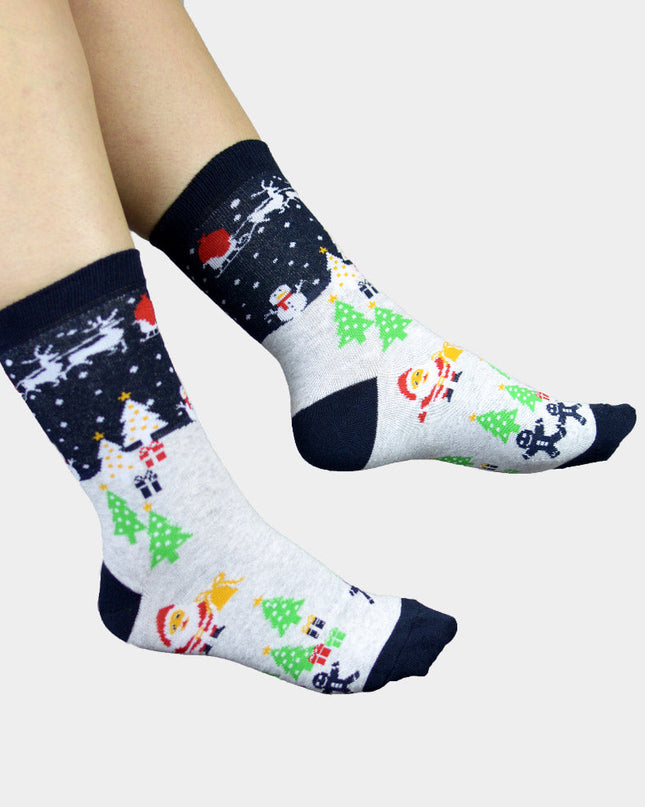 Unisex Christmas Socks with Snowman and Trees