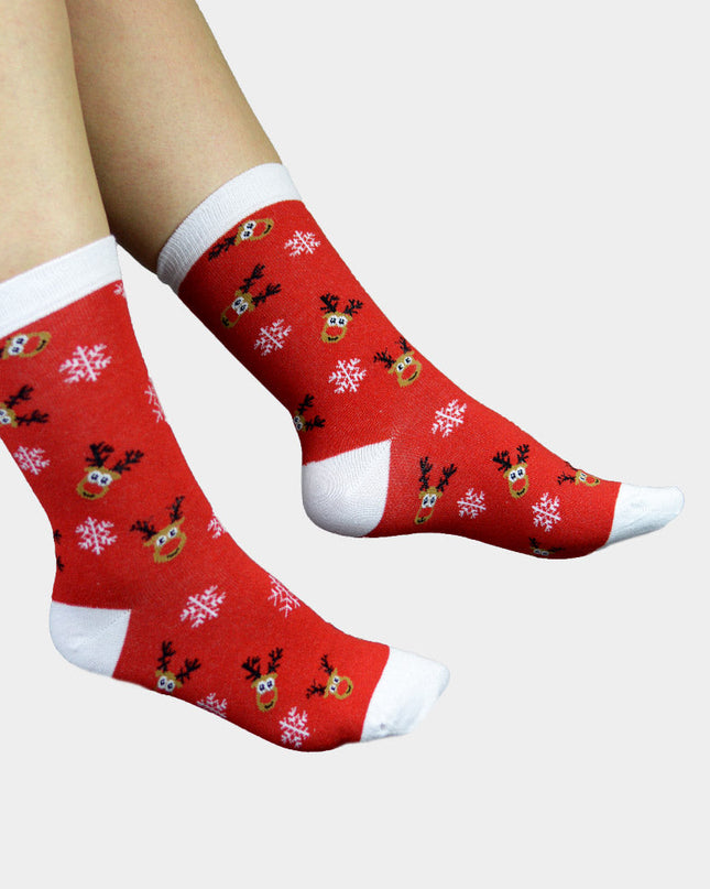 Unisex Red Socks with Rudolph Reindeer