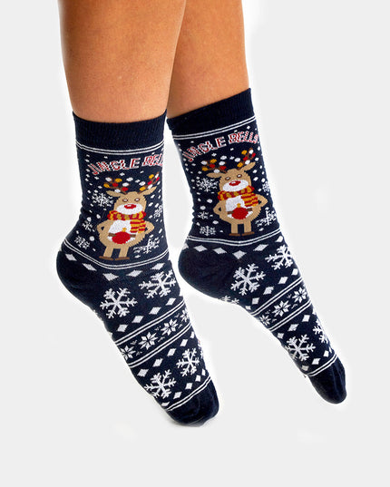 Unisex Christmas Socks with Reindeer and Snow
