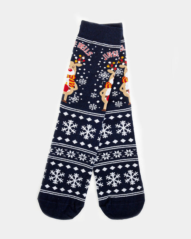Unisex Christmas Socks with Reindeer and Snow
