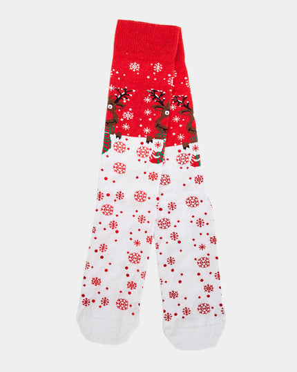 Unisex Red Reindeer Socks with Scarf