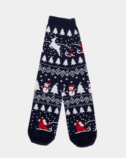 Unisex Christmas Socks with Trees, Snowmen, and Santa