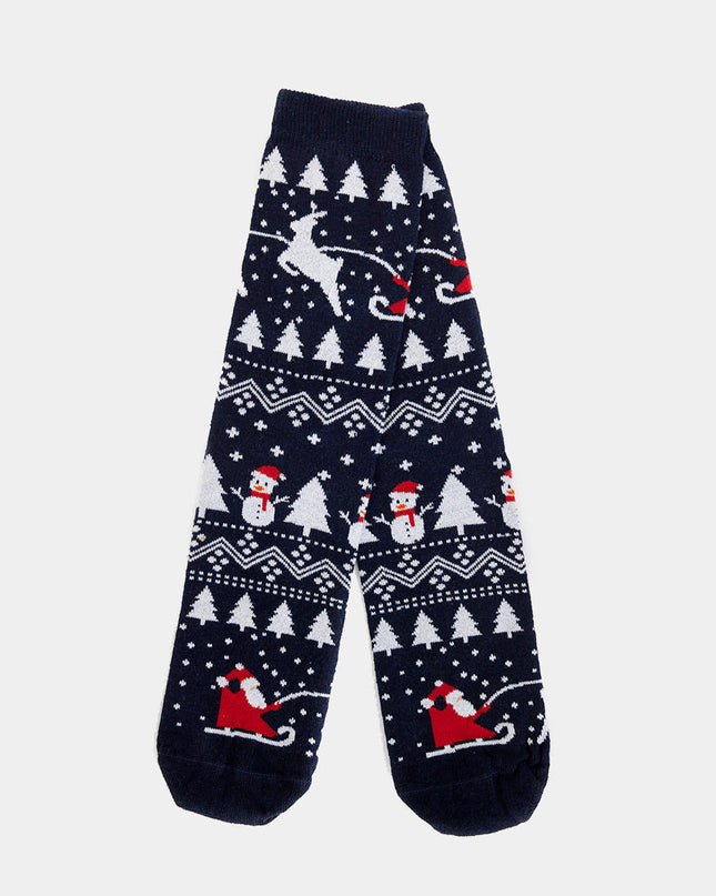 Unisex Christmas Socks with Trees, Snowmen, and Santa