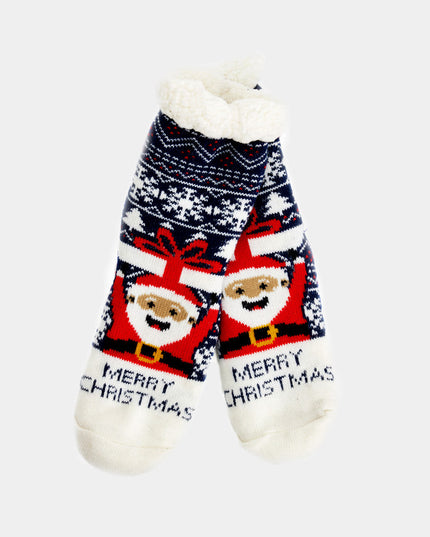Christmas Slipper Socks with Santa and Gift Design