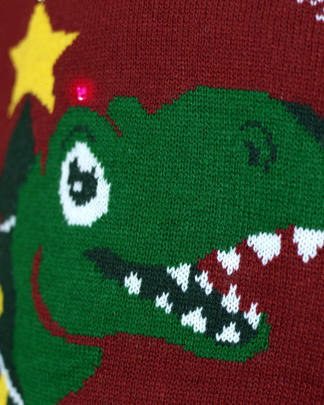 Light-Up LED Christmas Sweater for Family Tree-Rex