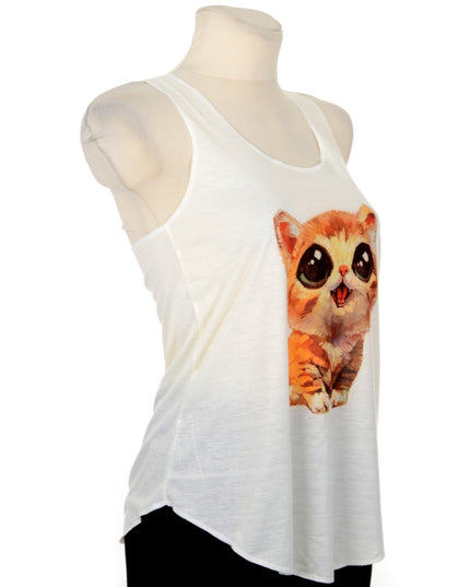 Cute Cat Graphic Sleeveless Top