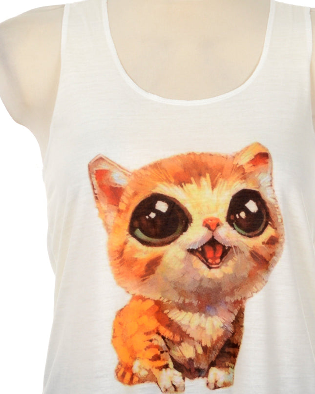 Cute Cat Graphic Sleeveless Top