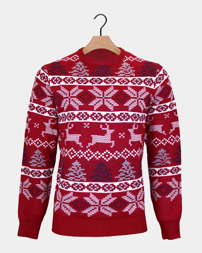 Classic Red Couple Christmas Sweater with Polar Stars