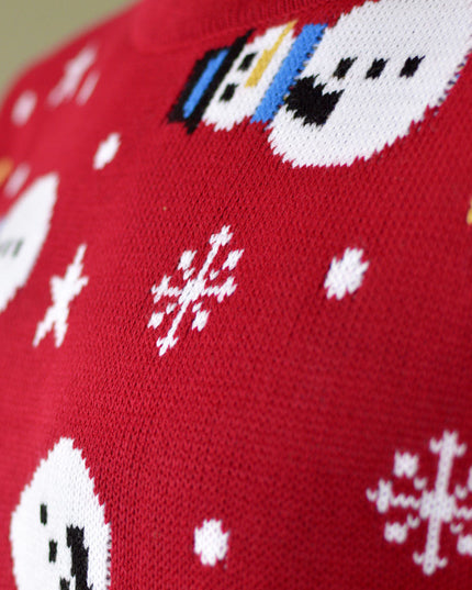Red Women's Christmas Sweater with Snowman - Festive Style