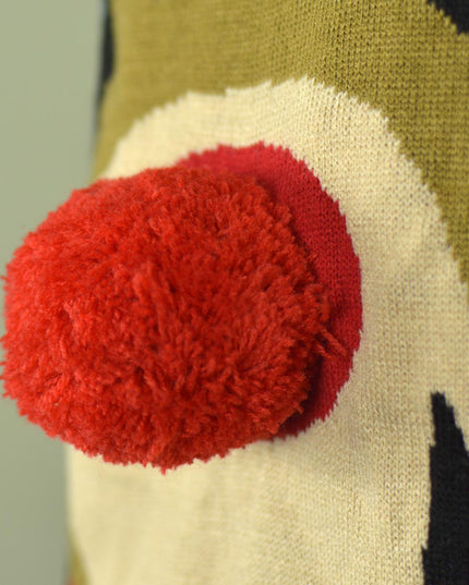 Blue 3D Red-Nosed Reindeer Couple Christmas Sweater