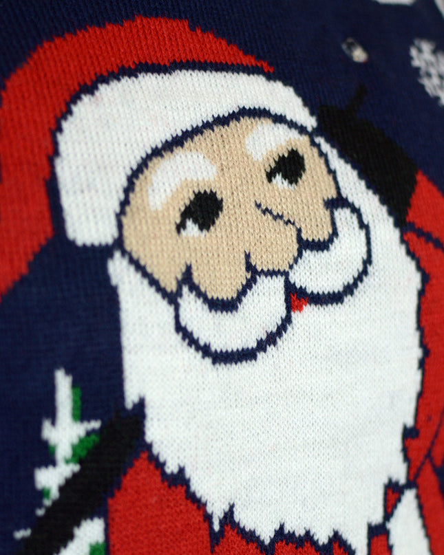 LED Golfing Santa Couples Christmas Sweater