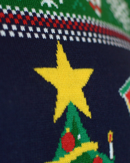 Men's LED Blue Christmas Sweater with Christmas Tree