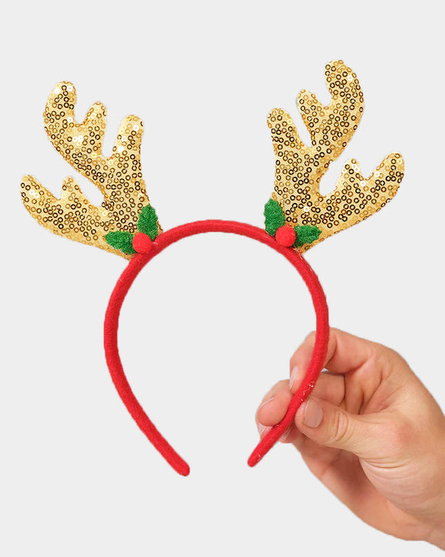 Gold Reindeer Christmas Headband