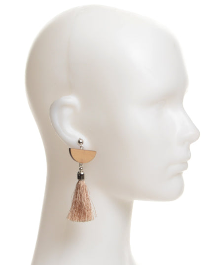 Fringed Wooden Tassel Earrings
