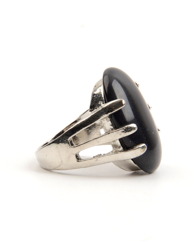 Oval Shape Black Ring