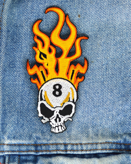 Flaming Skull Halloween Costume Patch