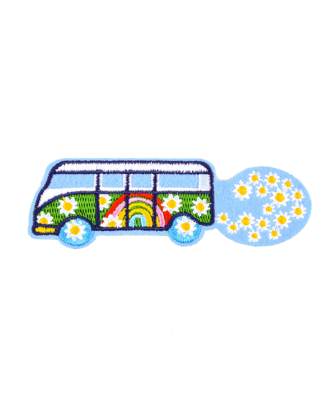 Floral Hippie Bus Patch - Retro and Colorful