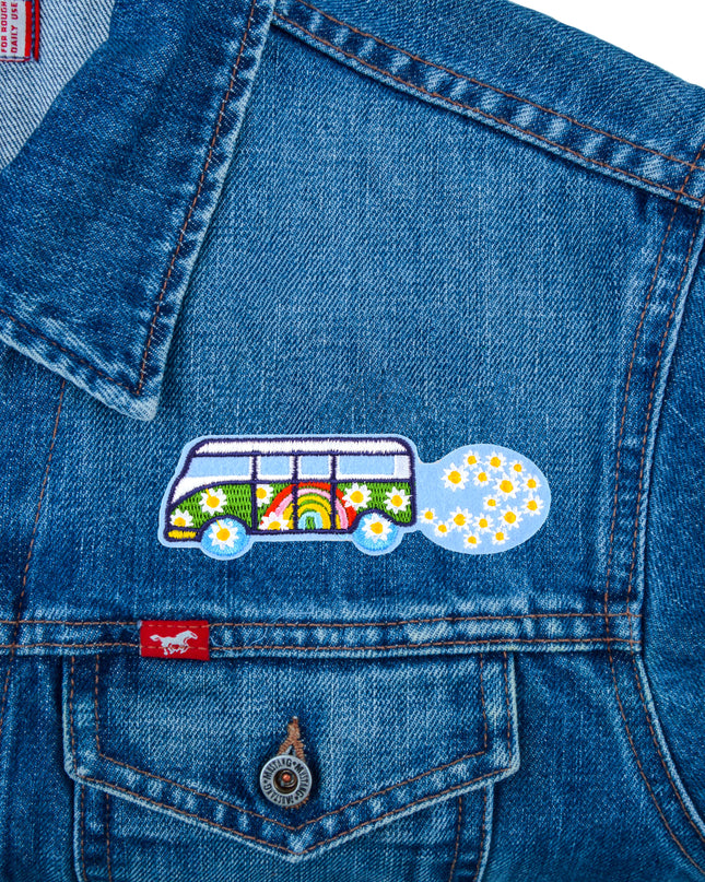 Floral Hippie Bus Patch - Retro and Colorful