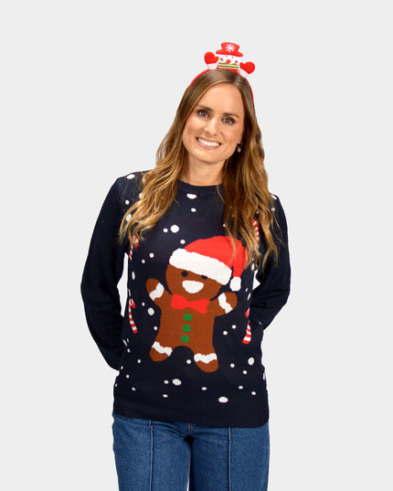 Blue Gingerbread Couples Christmas Sweater