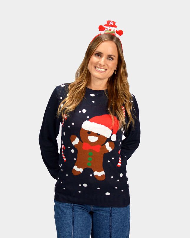 Blue Gingerbread Couple Christmas Sweater