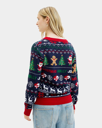 Blue and Red Couples Christmas Cardigan