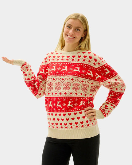 Marius Couples Christmas Sweater in Red Hearts and Organic Cotton