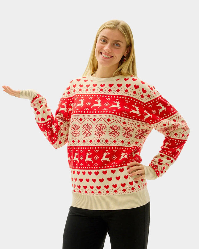 Marius Couples Christmas Sweater in Red Hearts and Organic Cotton