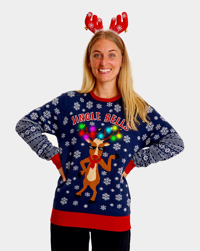 LED Lighted Jingle Bells Couple Christmas Sweater