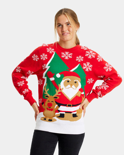 Saluting Santa and Reindeer Couple Christmas Sweater