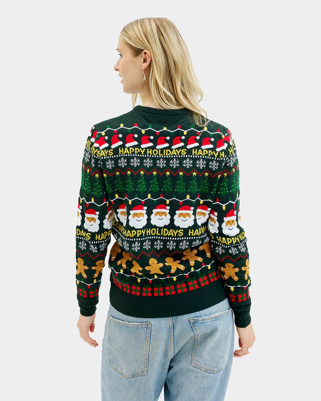 Green "Happy Holidays" Christmas Sweater for Couples