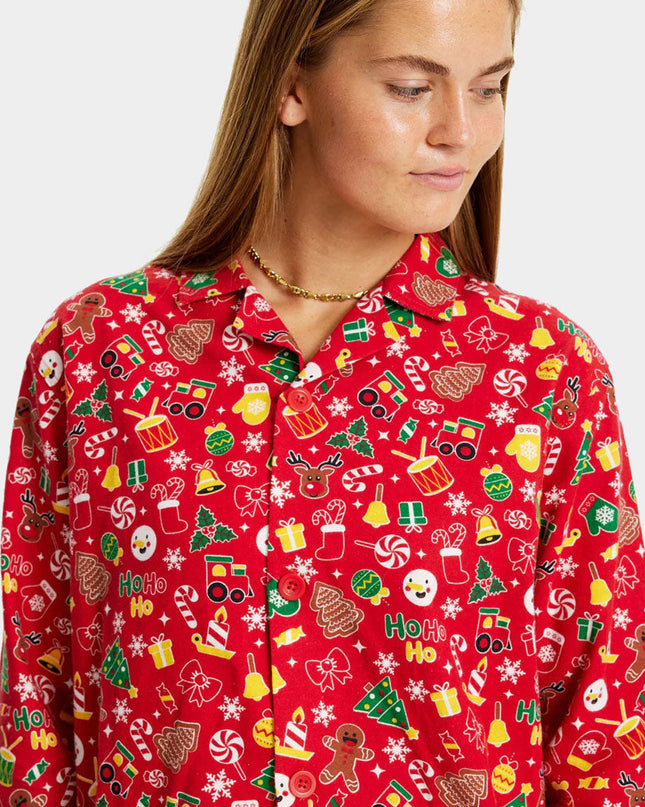 Unisex Red Christmas Pajamas with Holiday Patterns