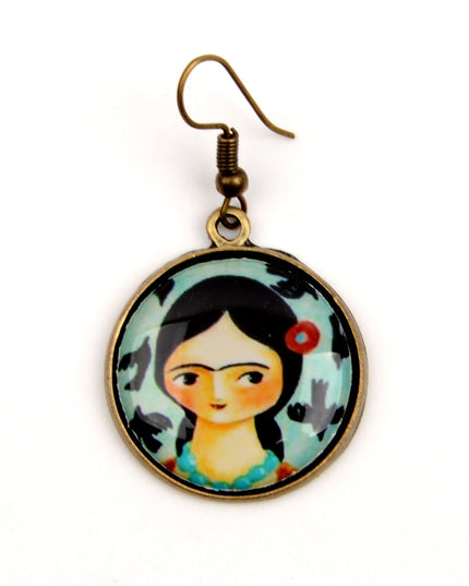 Frida Kahlo Art Earrings | Christmas and Halloween Jewelry for Women