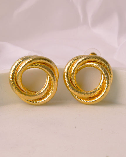 Earrings - Gold Knot Ribbed
