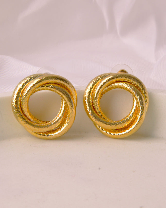 Gold Knot Ribbed Earrings