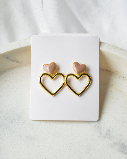 Earrings - Beige Heart