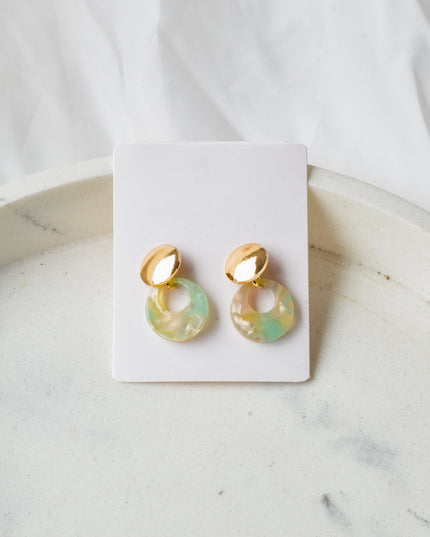 White Marble Hoop Earring