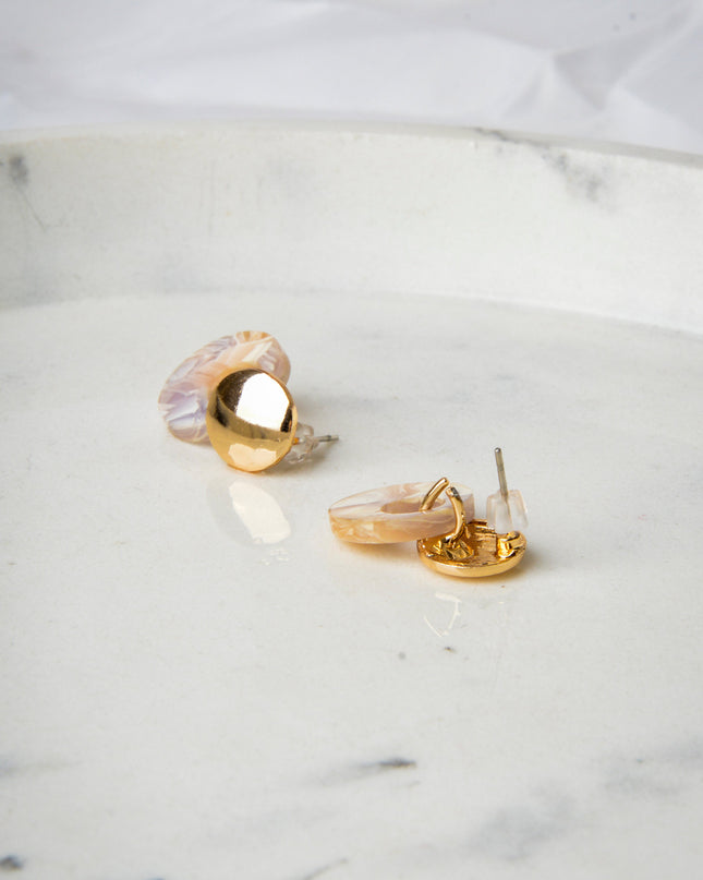 Earrings - Marble Beige Hoop