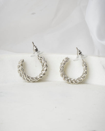 Twisted Silver Moon Earrings