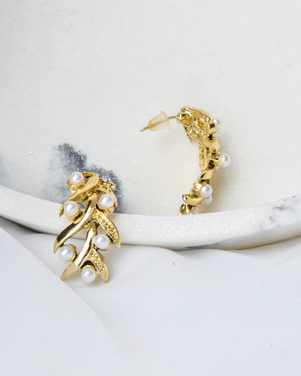 Gold Plant Leaves Earrings