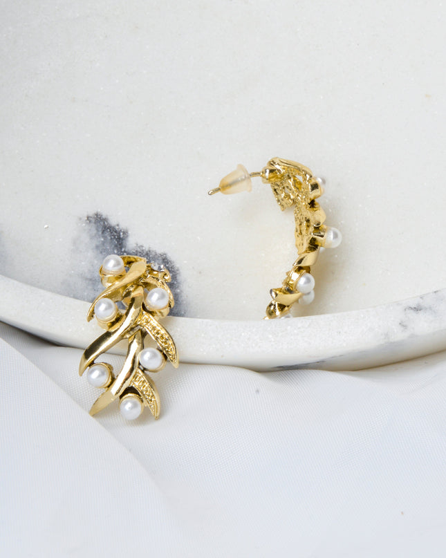 Gold Plant Leaves Earrings